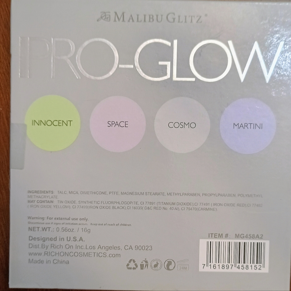Malibu Glitz Partylight Pro Glow Innocent Space Cosmo Martini Makeup Palette